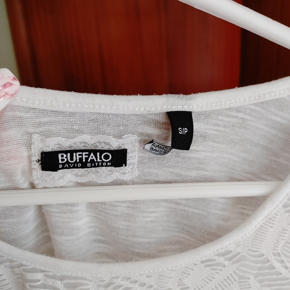 Buffalo White lace top tshirt small summer vacation small - Picture 3 of 5